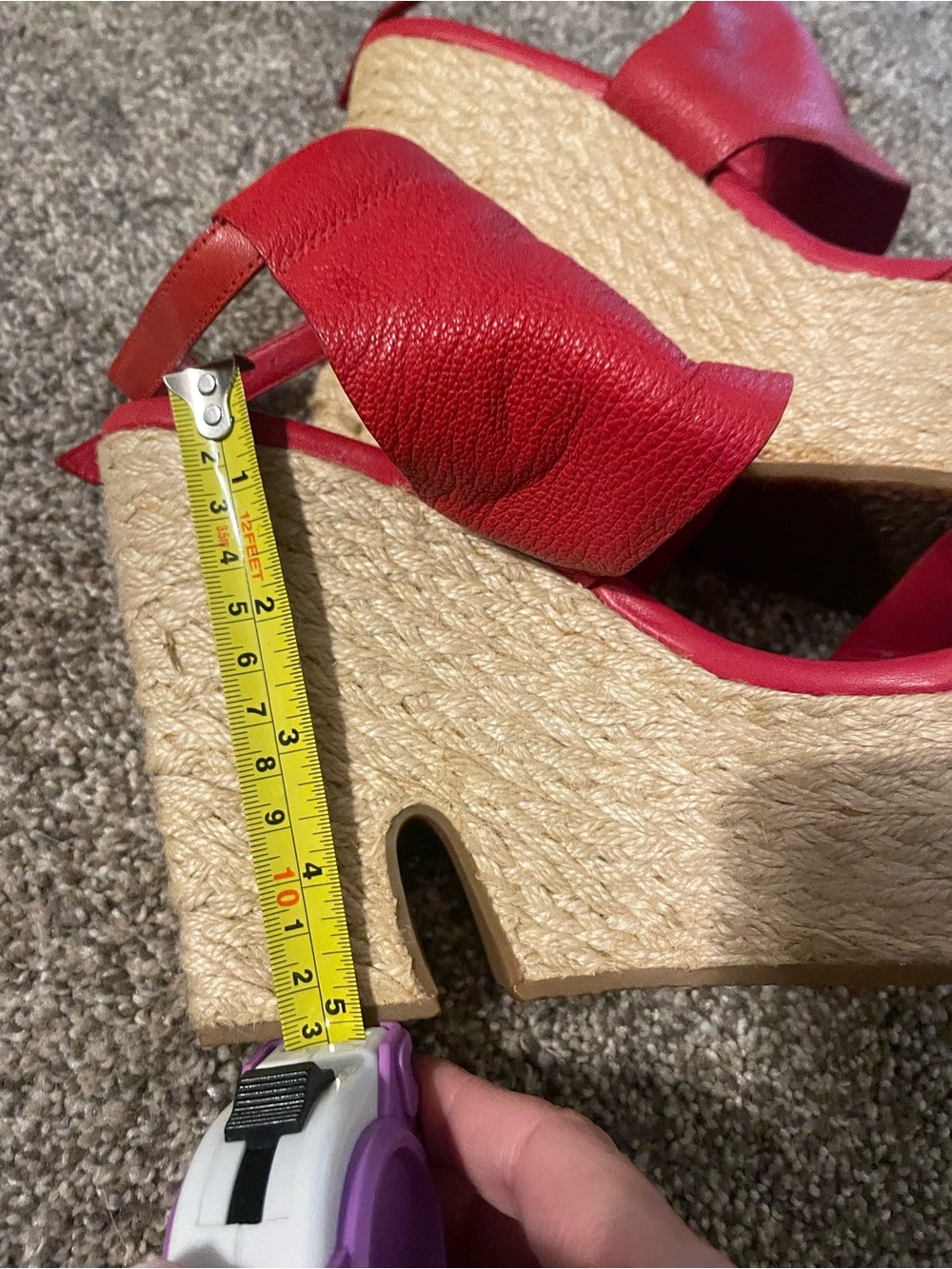 Cole Haan Red Leather Espadrille Wedge Sandals - Women size 9 - Picture 7 of 7